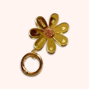 Porte-clef fleur doré