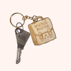 Porte-clés cartable en bois – Un merci à emporter partout