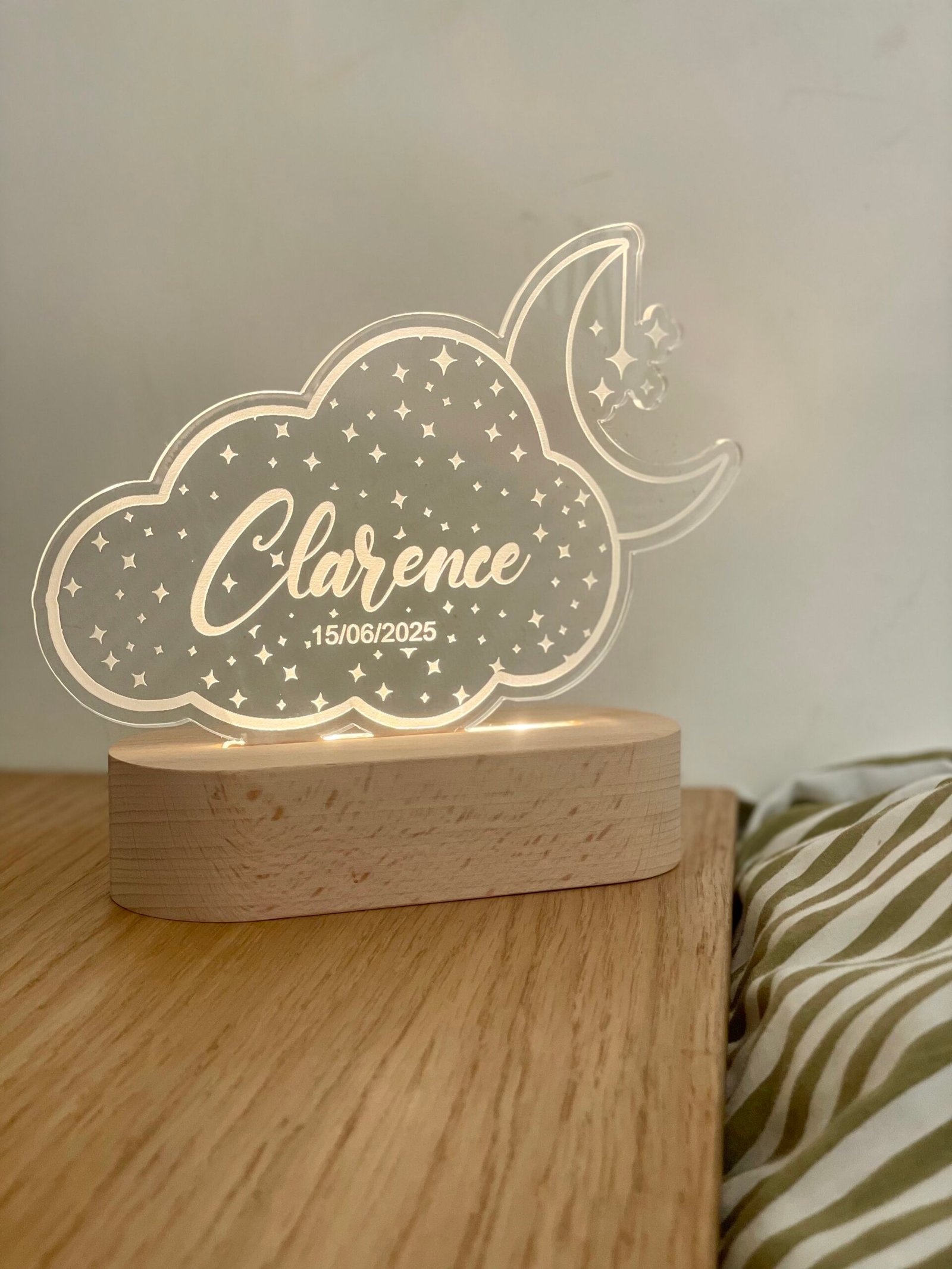 Veilleuse nuage et lune personnalisée