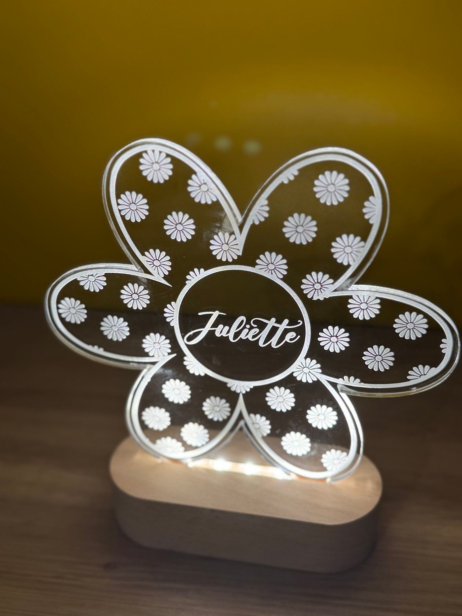 Veilleuse fleur personnalisée