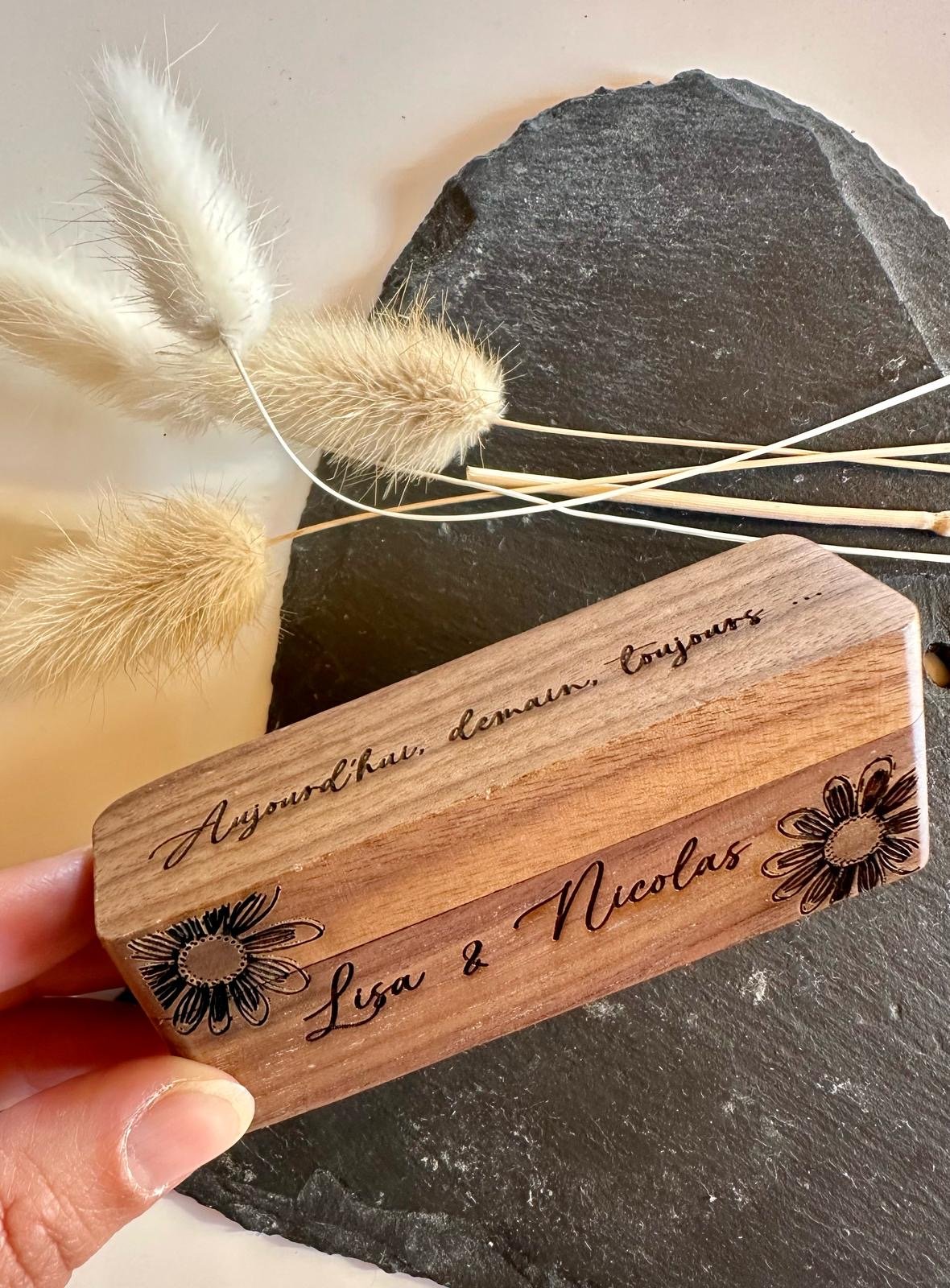 Boîte à alliances bois ovale