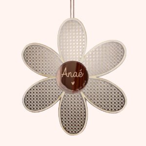 Fleur en rotin coeur miroir