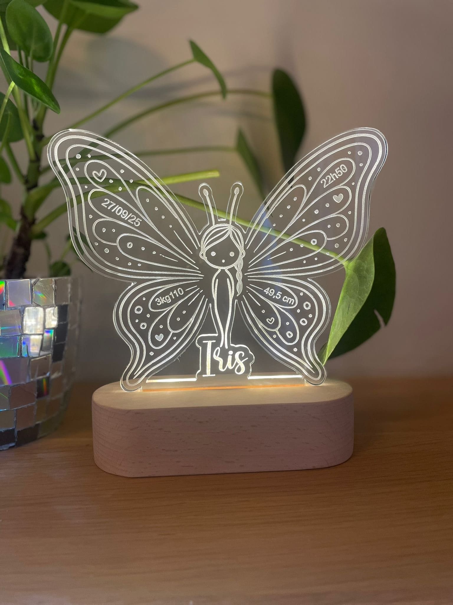 Veilleuse papillon en plexiglass