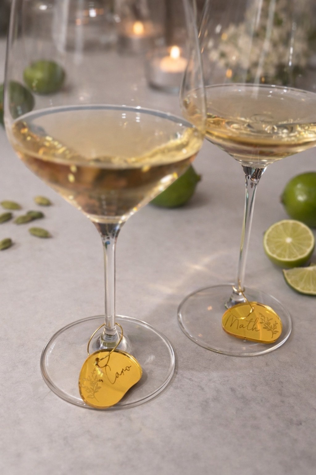 Marque-verres personnalisés – Élégance dorée