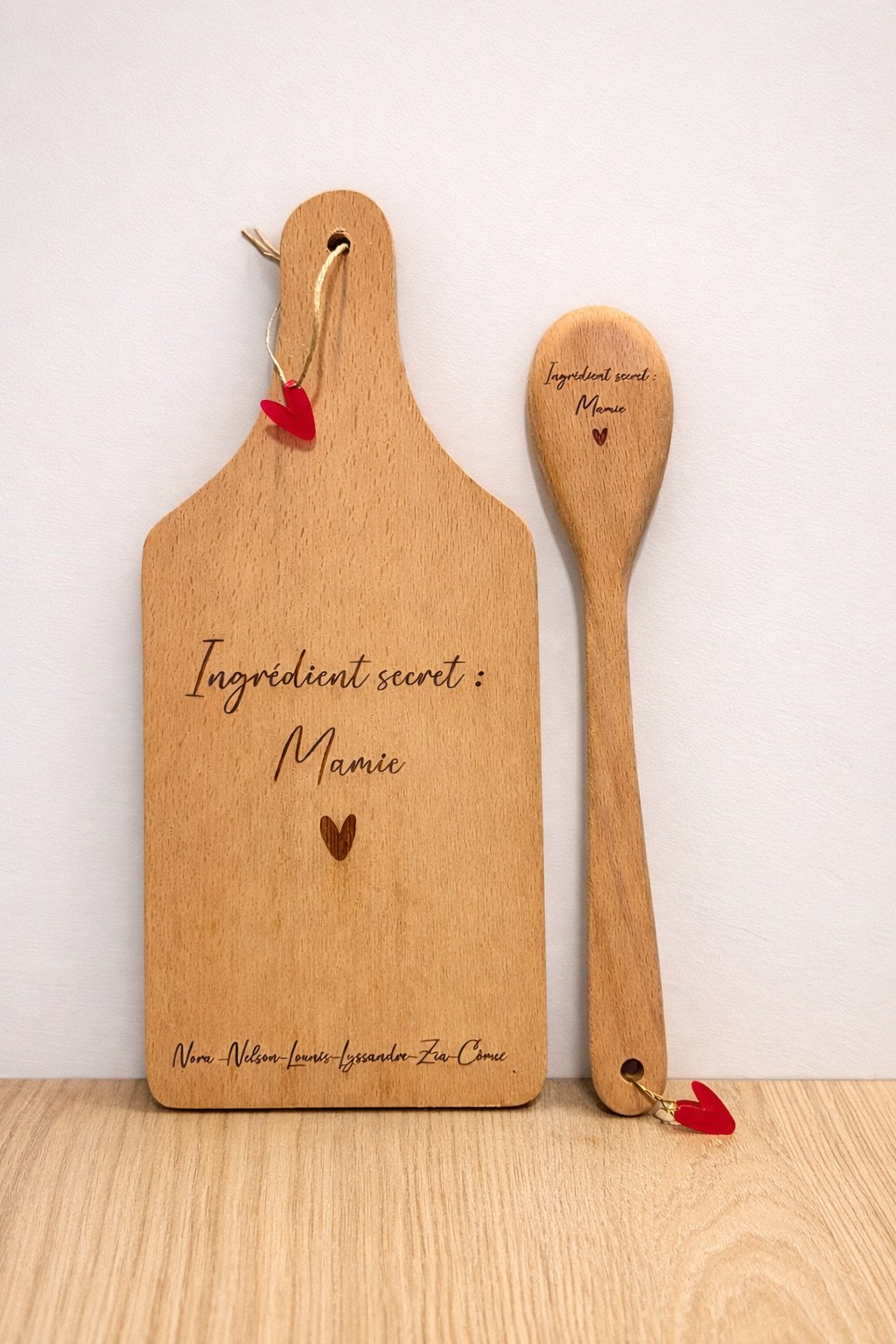 Planche à découper & cuillère personnalisées – « Ingrédient secret : … »