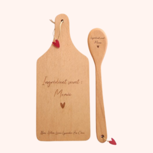 Planche à découper & cuillère personnalisées – « Ingrédient secret : … »